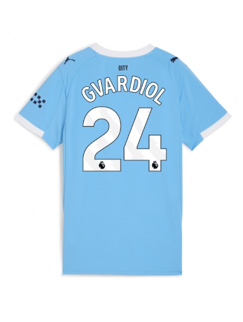 Manchester City Josko Gvardiol #24 Replika Hemmakläder Dam 2025-26 Kortärmad Manchester City Josko Gvardiol #24 Replika Hemmakläder Dam 2025-26 Kortärmad